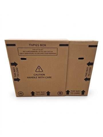 Cardboard Adjustable TV Box - Fits Up To 65". Also suitable for pictures and mirrors