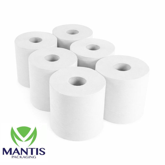 2 Ply White Centrefeed Roll Pk6